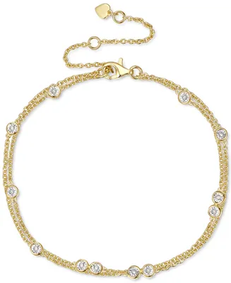 Diamond Bezel Multi-Layer Chain Bracelet (1/10 ct. t.w.) in Sterling Silver, 14k Gold-Plated Sterling Silver or 14k Rose Gold-Plated Sterling Silver