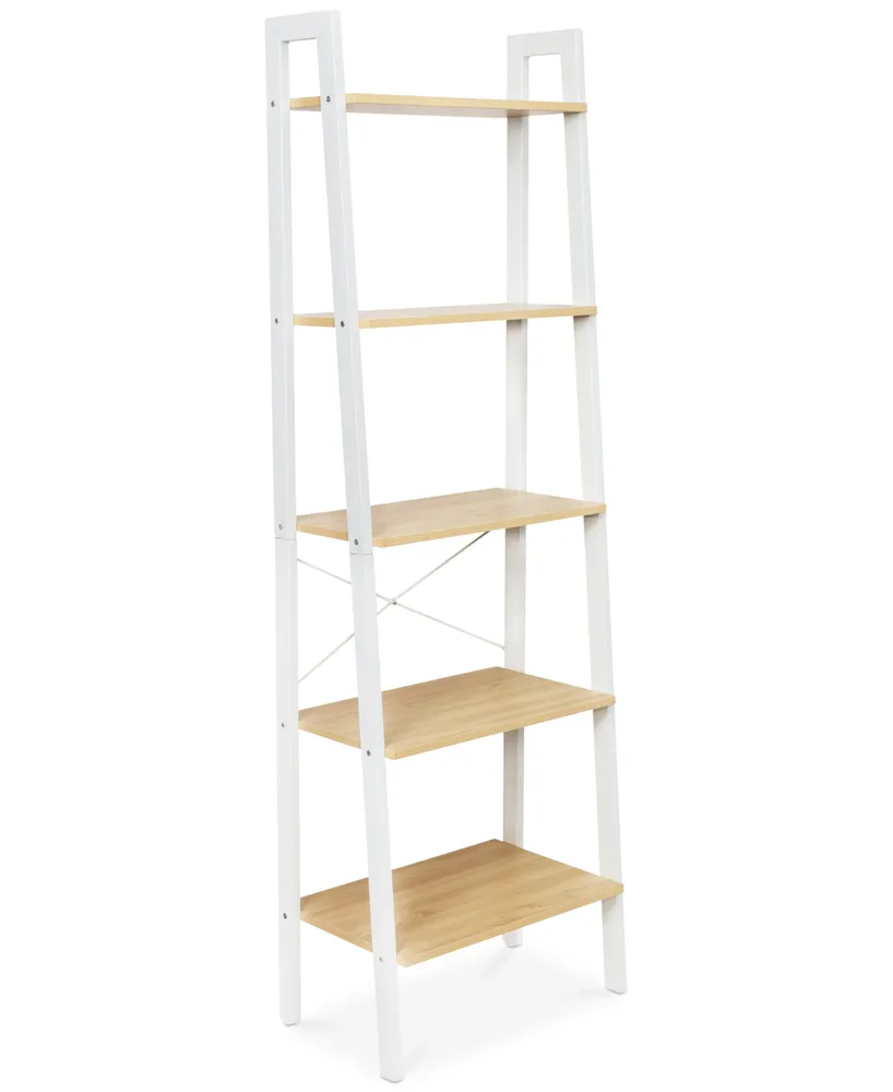 Honey Can Do Metal & Wood Veneer A-Frame Ladder Shelf with 5-Tiers