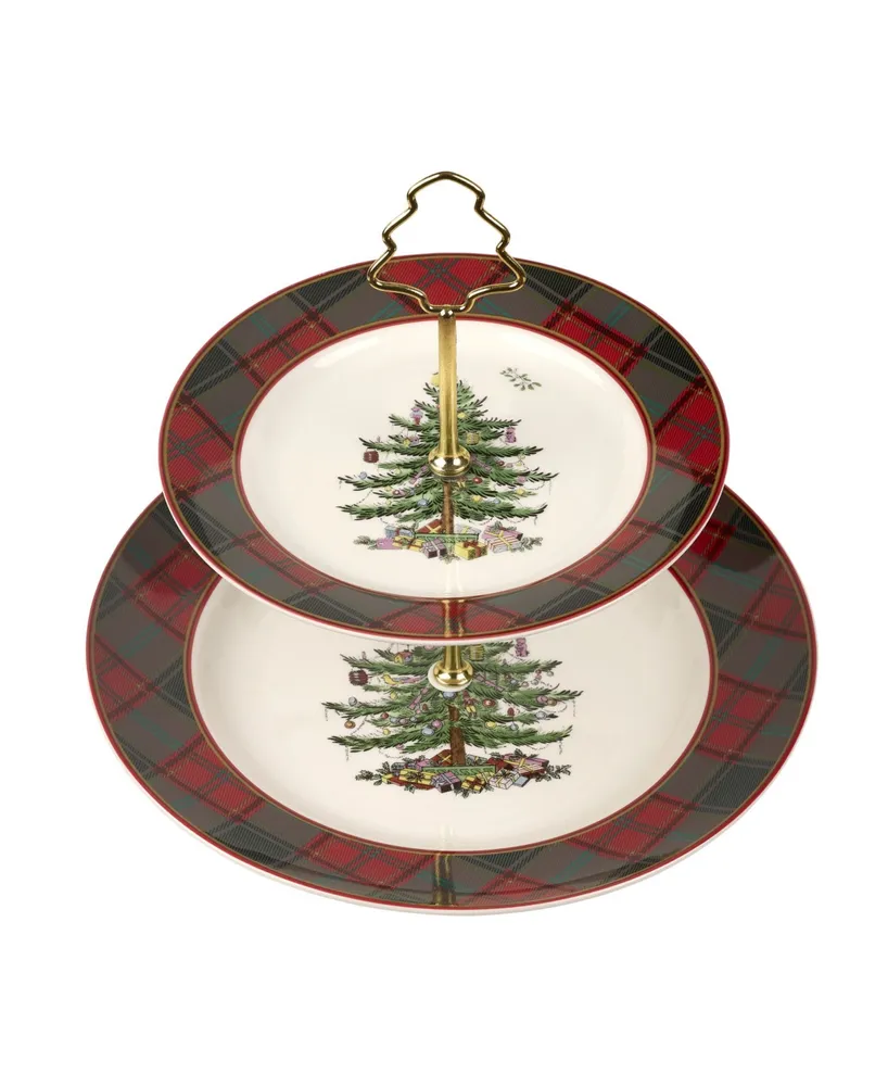 Spode Christmas Tree Tartan Tiered Server