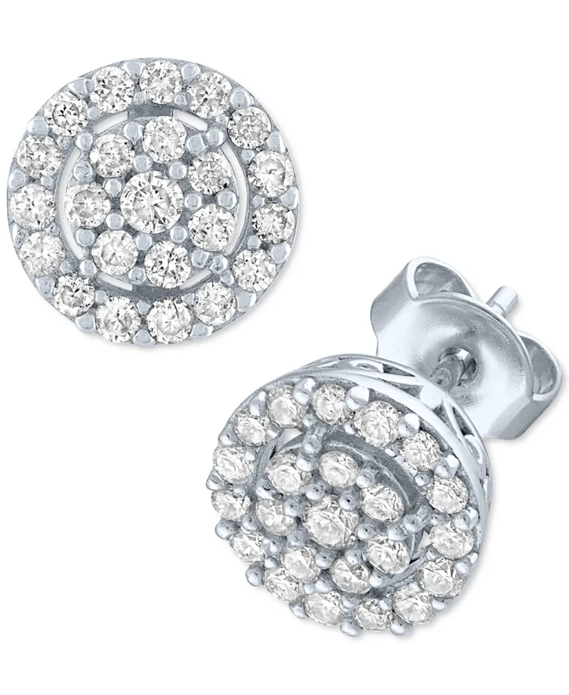 Forever Grown Diamonds Lab-Created Diamond Halo Cluster Stud Earrings (1/2 ct. t.w.) in Sterling Silver