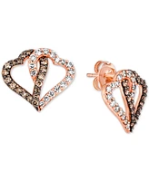 Le Vian Chocolate Diamond (3/8 ct. t.w.) & Nude Interlocking Heart Stud Earrings 14k Rose, Yellow or White Gold