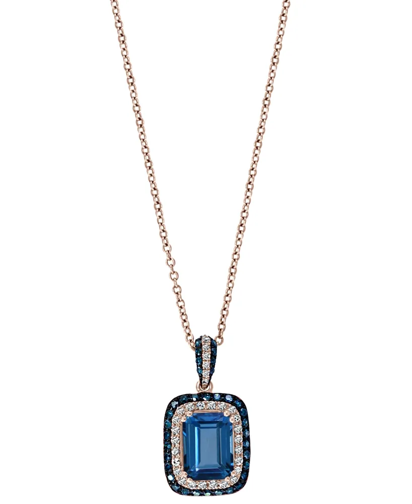 Effy London Blue Topaz (2-1/5 ct. t.w.) & Diamond (1/3 ct. t.w.) 18" Pendant Necklace in 14k Rose Gold