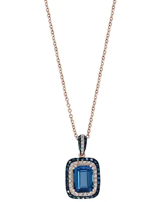 Effy London Blue Topaz (2-1/5 ct. t.w.) & Diamond (1/3 ct. t.w.) 18" Pendant Necklace in 14k Rose Gold