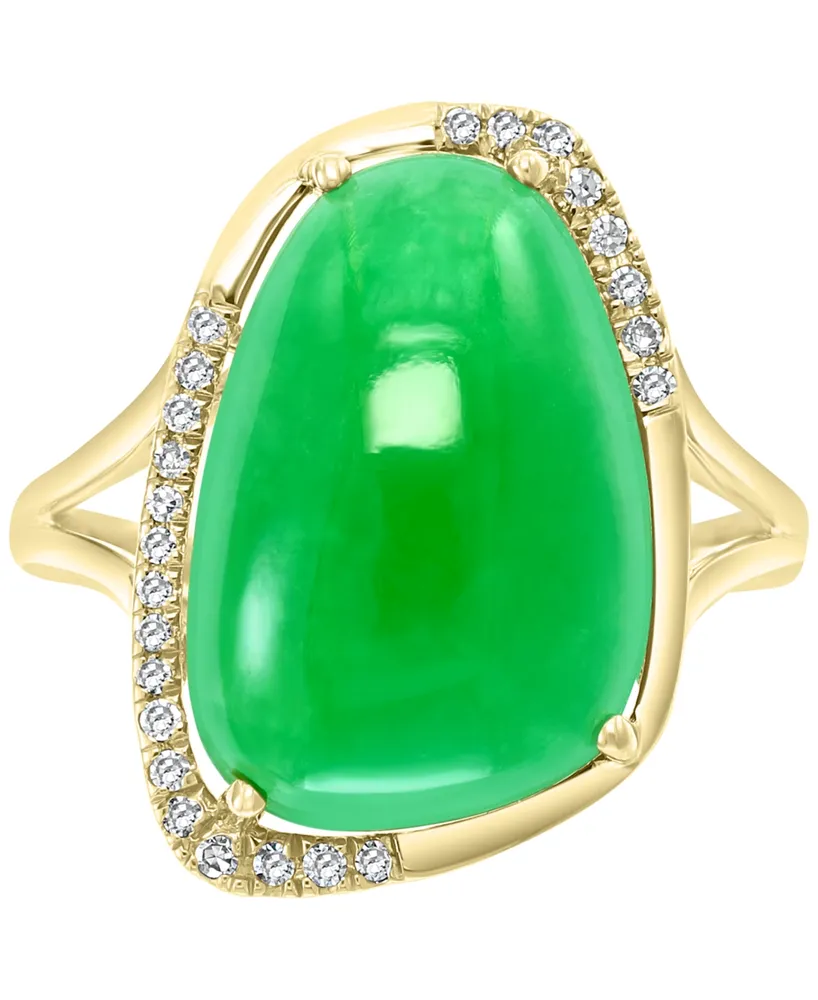 Effy Dyed Green Jade (17x12mm) & Diamond (1/10 ct. t.w.) Statement Ring in 14k Gold