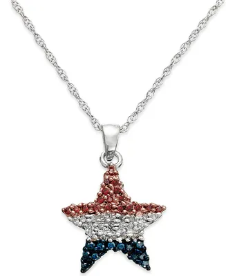 Diamond Flag Star Pendant Necklace in Sterling Silver (1/4 ct. t.w.)