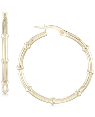 Polished Decorative Small Hoop Earrings in 10k Gold