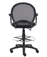 Boss Office Products Mesh Drafting Stool with Adjustable Arms