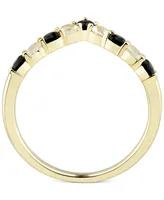 Onyx and White Topaz (1/3 ct. t.w.) Chevron Ring in 14k Gold
