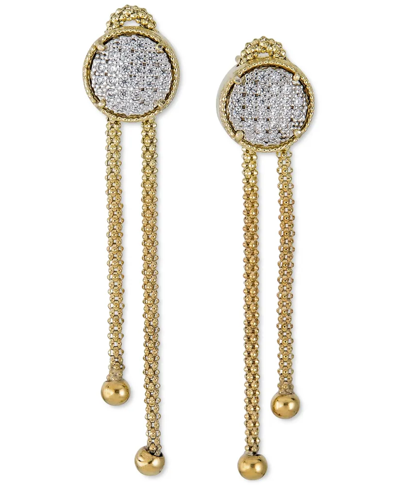 Diamond Circle Cluster Chain Drop Earrings (1/4 ct. t.w.) in 14k Gold-Plated Sterling Silver - Sterling Silver  K Gold