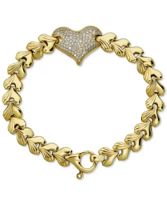 Diamond Heart Cluster Link Bracelet (3/4 ct. t.w.) in 14k Gold-Plated Sterling Silver - Gold