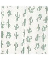 Hudson Baby Boys Premium Quilted Long Sleeve Sleeping Bag and Wearable Blanket, Neutral Cactus, 12-18 Months