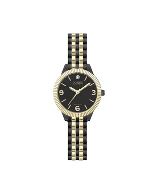 Jones New York Women's Genuine Diamond Gold-Tone and Black Multi-Link Expansion Metal Bracelet Analog Watch 31mm - Gold