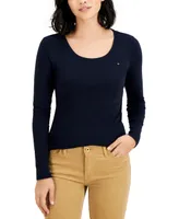 Tommy Hilfiger Women's Solid Scoop-Neck Long-Sleeve Top