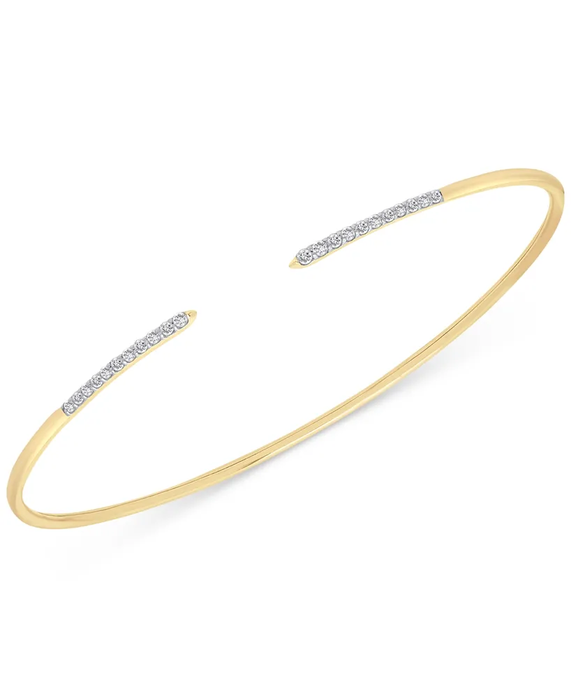 Wrapped Diamond Skinny Cuff Bangle Bracelet (1/10 ct. t.w.) in 14k Gold, Created for Macy's