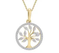Wrapped Diamond Tree 20" Pendant Necklace (1/10 ct. t.w.) in 14k Yellow or Rose Gold, Created for Macy's