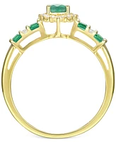 Sapphire (1 ct. t.w.) & Diamond (1/8 Ring (Also Emerald Ruby) 14k Gold