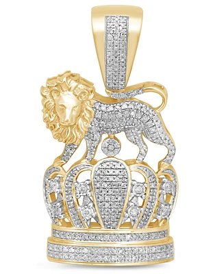 Men's Diamond Crown & Lion Pendant (5/8 ct. t.w.) in 14k Gold-Plated Sterling Silver