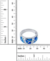 Lab-Grown Blue Opal & Cubic Zirconia Mosaic Ring Sterling Silver