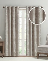 SunSmart Amelia Knitted Jacquard Paisley Total Blackout Grommet Top Curtain Panel, Single with Privacy Lining for Bedroom and Living Room