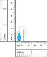 Lab-Created Blue Opal Inlay Teardrop Drop Earrings in Sterling Silver