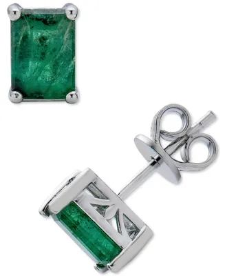 Emerald Stud Earrings (2 ct. t.w.) in Sterling Silver (Also in Sapphire)