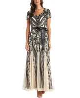 R & M Richards Sequined Belted Dress