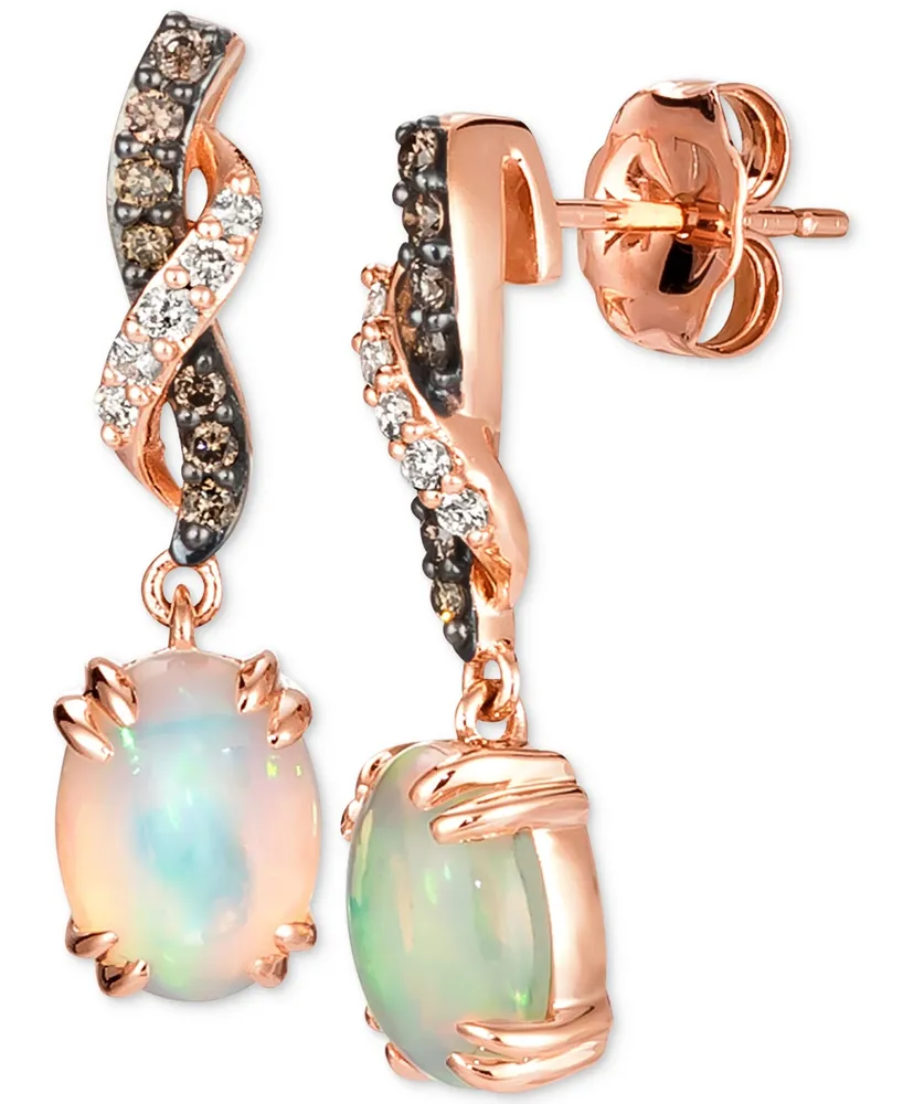 Le Vian Neopolitan Opal (1-1/5 ct. t.w.) & Diamond (1/5 ct. t.w.) Twist Drop Earrings in 14k Rose Gold