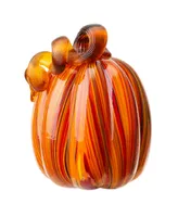 Glitzhome 5.5" H Multi Striped Glass Pumpkin