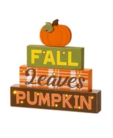 Glitzhome 12" H Led Lighted Fall Wooden Block Word Sign