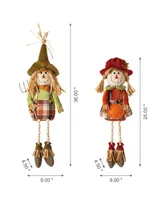 Glitzhome Set of 2 Fall Fabric Scarecrow Shelf Sitter