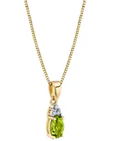 Peridot (1/2 ct. t.w.) & Diamond (1/20 ct. t.w.) 18" Pendant Necklace in 14k Gold