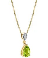 Peridot (3/4 ct. t.w.) & Diamond Accent 18" Pendant Necklace in 14k Gold