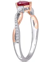 Ruby (2/5 ct. t.w.) & Diamond (1/5 Twisted Ring 14k White Rose Gold