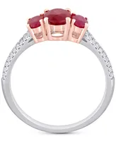 Ruby (1-1/2 ct. t.w.) & Diamond (1/6 Ring 14k Rose White Gold