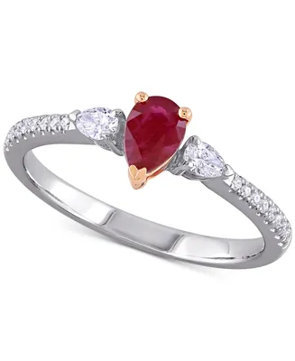 Ruby (1/4 ct. t.w.) & Diamond Ring 14k Rose White Gold