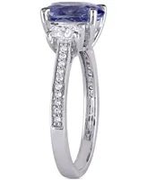 Tanzanite (2 ct. t.w.) & Diamond (5/8 Ring 14k White Gold