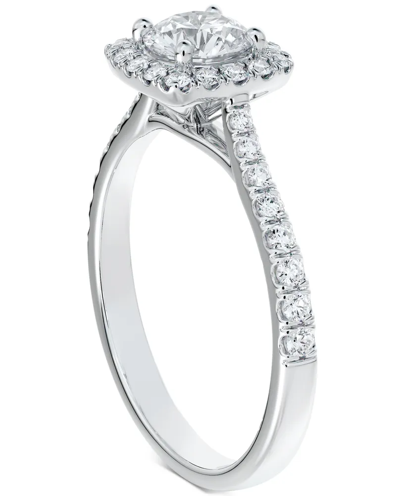 Portfolio by De Beers Forevermark Diamond Halo Diamond Engagement Ring with Pave Band (1-1/20 ct. t.w.) in 14k White Gold