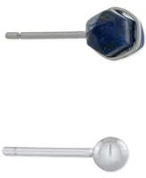 Giani Bernini 2-Pc. Set Lapis Stone & Polished Ball Stud Earrings in Sterling Silver, Created for Macy's