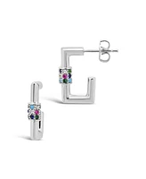 Women's Square Carabiner Clip Huggie Hoop Earrings