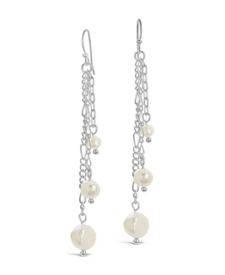 Women's Mixed Chain Link Pearl Dangle Earrings