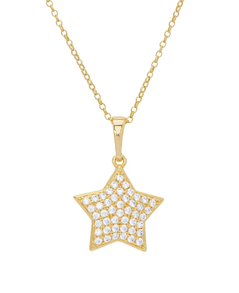 Cubic Zirconia Star Pendant 18" Gold Plate Necklace