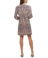 Tommy Hilfiger Printed Tie-Neck Shift Dress