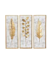 Contemporary Floral Wall Decor, Set of 3 - Gold