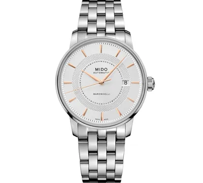 Mido Men's Swiss Automatic Baroncelli Signature Stainless Steel Bracelet Watch 39mm
