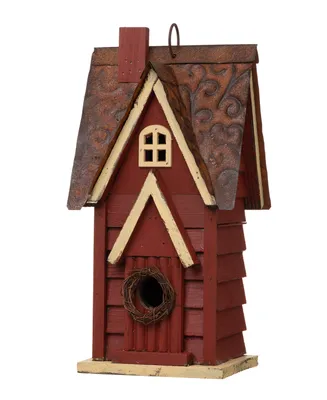 Glitzhome Distressed Cottage Birdhouse, 12"