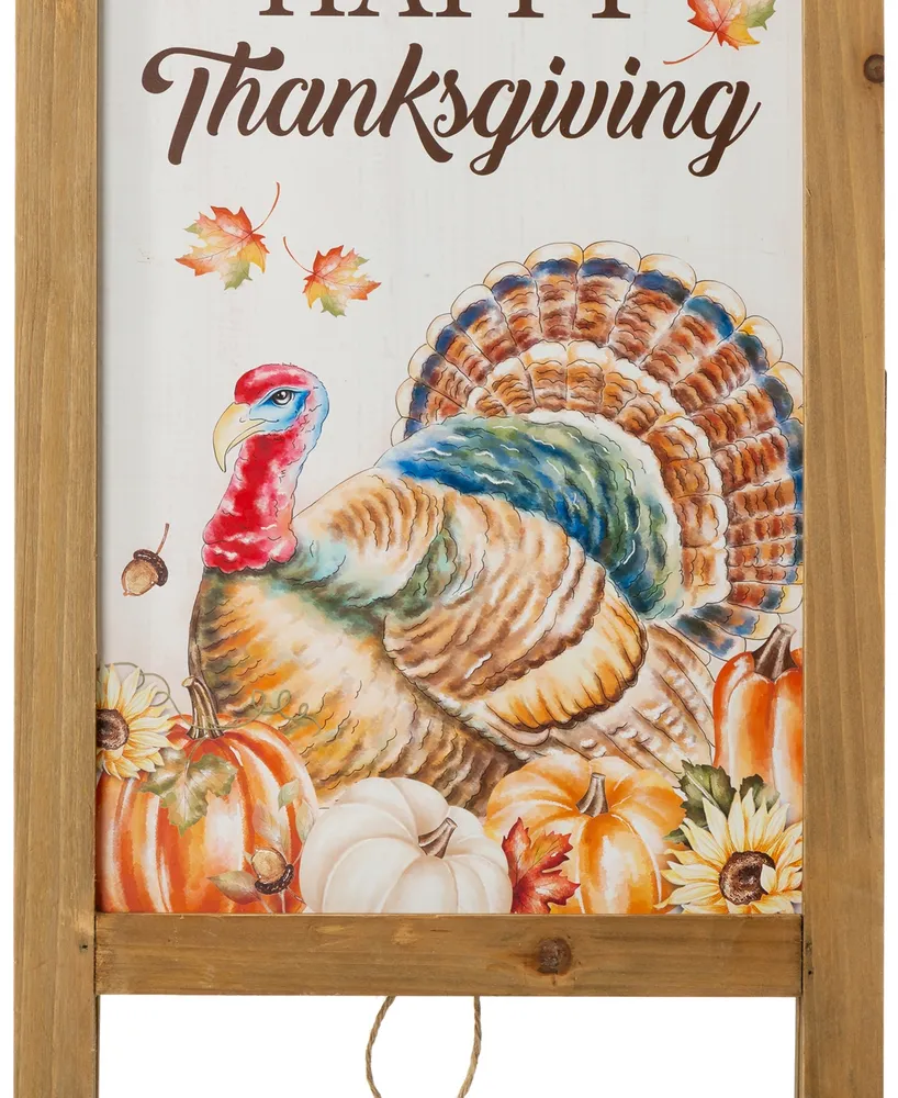 Glitzhome Thanksgiving Turkey Easel Porch Sign, 24"