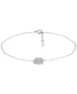 Giani Bernini Cubic Zirconia Graduated Elephant Chain Link Ankle Bracelet in Sterling Silver, Created for Macy's