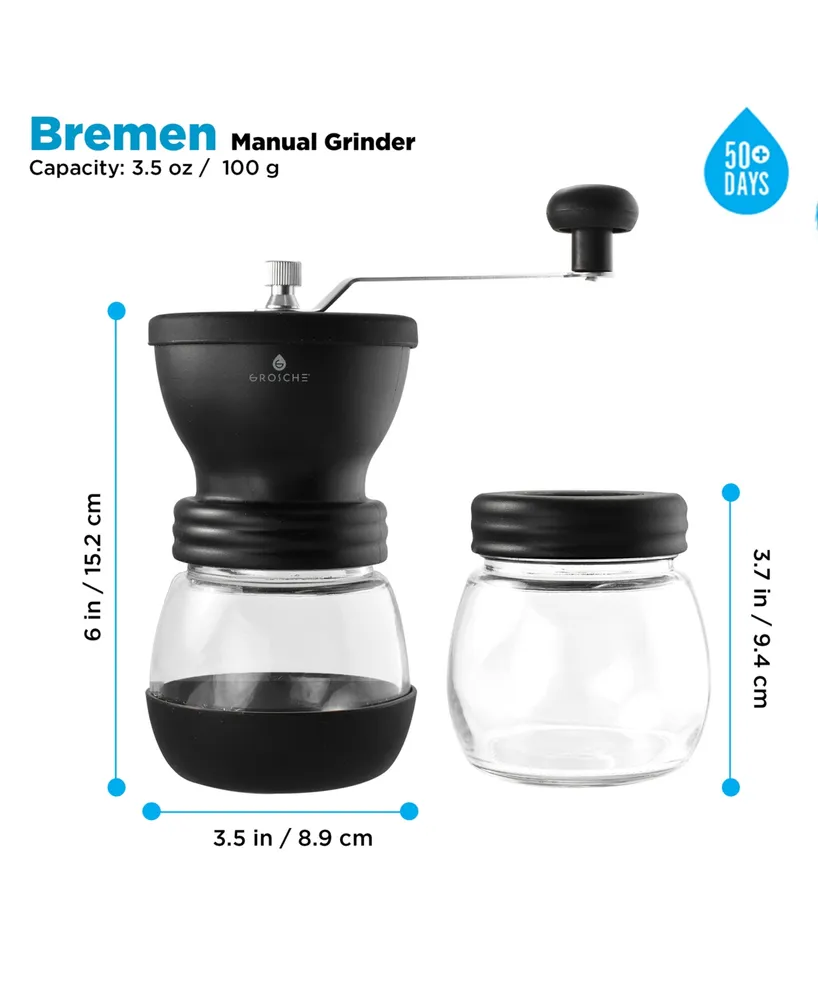 Grosche Bremen Manual Ceramic Conical Burr Coffee Grinder and Spice Mill