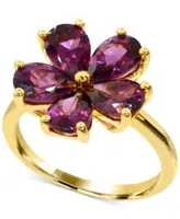 Rhodolite Garnet Flower Statement Ring (3-3/4 ct. t.w.) in 14k Gold-Plated Sterling Silver