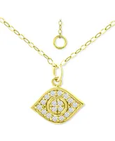 Giani Bernini Cubic Zirconia Evil Eye Pendant Necklace, 16" + 2" extender, Created for Macy's